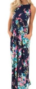 NWOT Lilly Posh Boutique Black Floral Summer Maxi